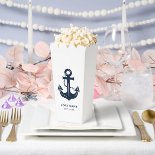 Nautical Navy Blue Custom Boat Name Favour Box