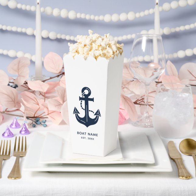 Nautical Navy Blue Custom Boat Name Favour Box (Wedding)