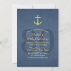 Nautical Navy Blue Gold Anchor 80th Birthday Party