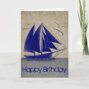 Nautical navy blue Happy Birthday Card