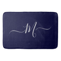 Nautical Navy Blue  Monogram initial  Bath Mat
