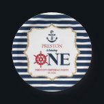 Nautical Navy Blue ONE First 1st Birthday Party Paper Plate<br><div class="desc">These are Nautical Navy Blue ONE First 1st Birthday Party Paper Plates!</div>