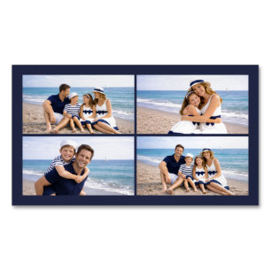 Nautical Navy Blue Personalised Family Photo Magnetic Business Card