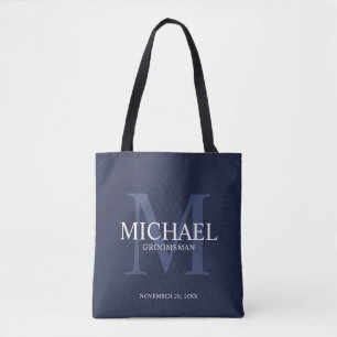 Nautical Navy Blue Personalised Groomsmen Tote Bag