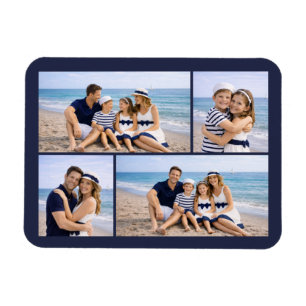 Nautical Navy Blue Personalized Family Photo Magnet