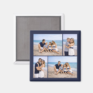 Nautical Navy Blue Personalized Family Photo Magnet