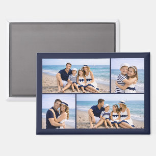 Nautical Navy Blue Personalized Family Photo Magnet