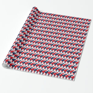Nautical Navy Blue, Red, and White Horse Wrapping Paper