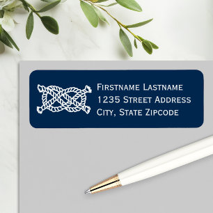Nautical Navy Blue Rope Knot Address Return Address Label