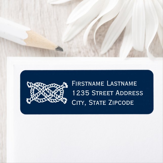Nautical Navy Blue Rope Knot Address Return Address Label (Insitu)