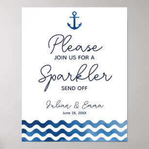 Nautical Navy Blue Sparkler send off Print