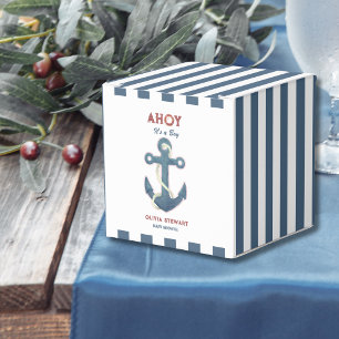 Nautical navy blue stripes Baby shower Favour Box