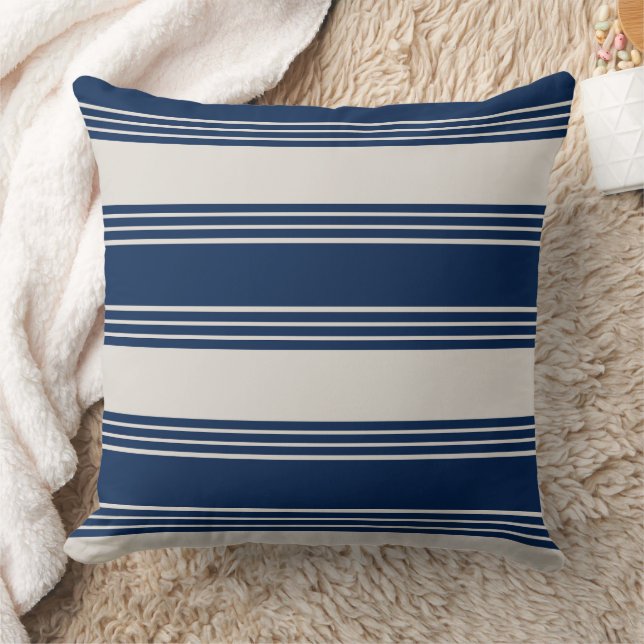 Nautical Navy Blue Stripes Cushion (Blanket)
