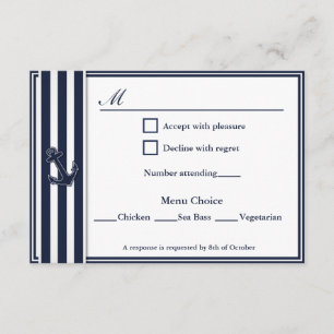 Nautical Navy Blue Swallows RSVP 3 Menu Choice
