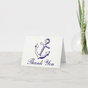 Nautical Navy Blue Thank You Ship Anchor Sailor Card