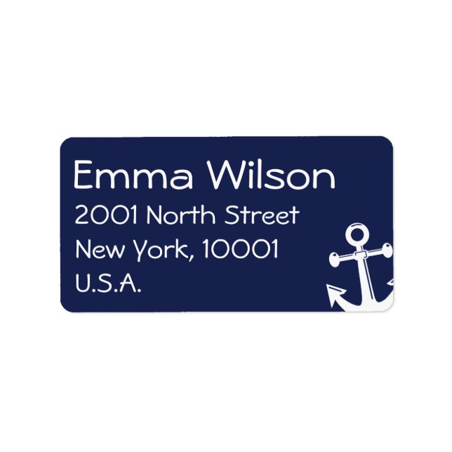 Nautical Navy Blue Wedding Address Labels (Front)