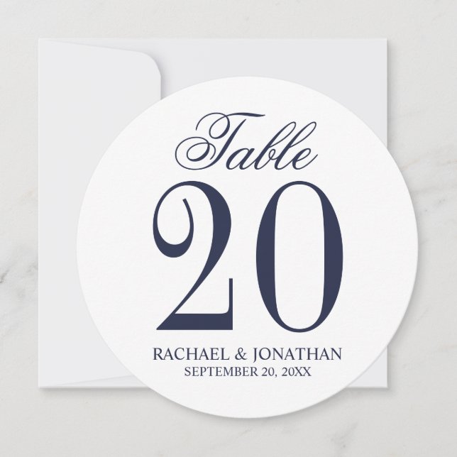 Nautical Navy Blue Wedding Circle Table Number (Front)