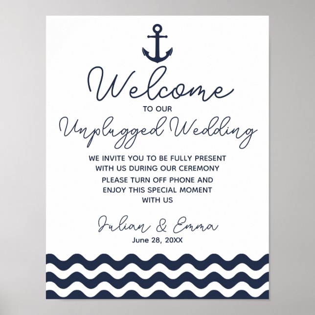 Nautical Navy Blue Welcome to our unplugged print (Front)