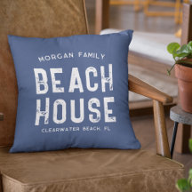 Nautical Navy Blue White Beach House Family Name