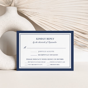 Nautical Navy Blue & White Meal Choice RSVP Card