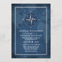 Nautical Navy Blue & White Vintage Compass Wedding