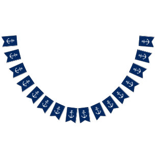 Nautical Navy Blue with White Anchor Bunting
