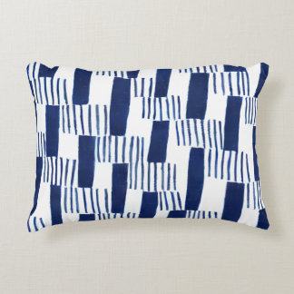 Nautical Navy Brushstroke Geometric Pillow
