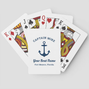 Nautical Navy Captain Boat Name Custom Playing Cards