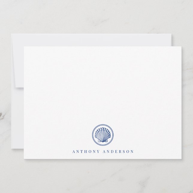 Nautical Navy Correspondence Flat Note Card (Front)