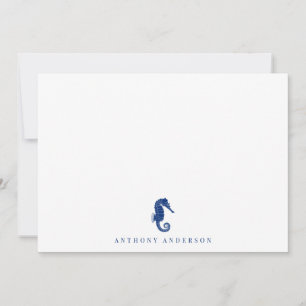 Nautical Navy Correspondence Flat Note Card