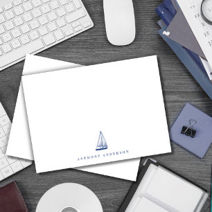 Nautical Navy Correspondence Flat Note Card