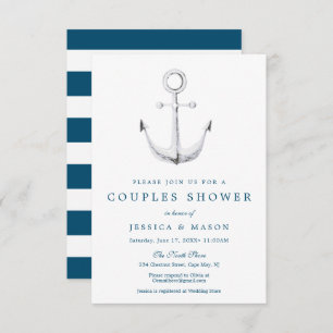 Nautical Navy Couples Shower Invitation Card