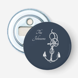 Nautical Navy Custom Family Name Anchor Bottle Opener
