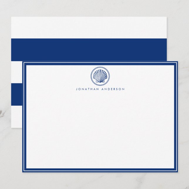 Nautical Navy Custom Note Card (Front/Back)