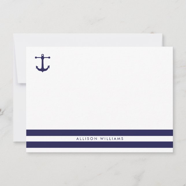 Nautical Navy Flat Note Cards (Front)