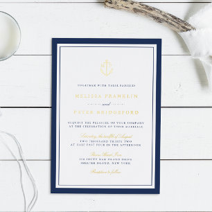 Nautical Navy & Gold Anchor Monogram Wedding