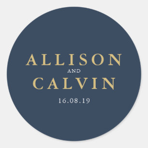nautical navy & gold wedding sticker