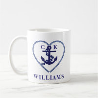 Nautical Navy Heart Anchor Wedding Monogram