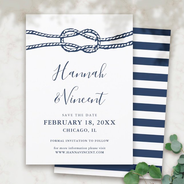 Nautical Navy Knot Save the Date Card (Creator Uploaded)