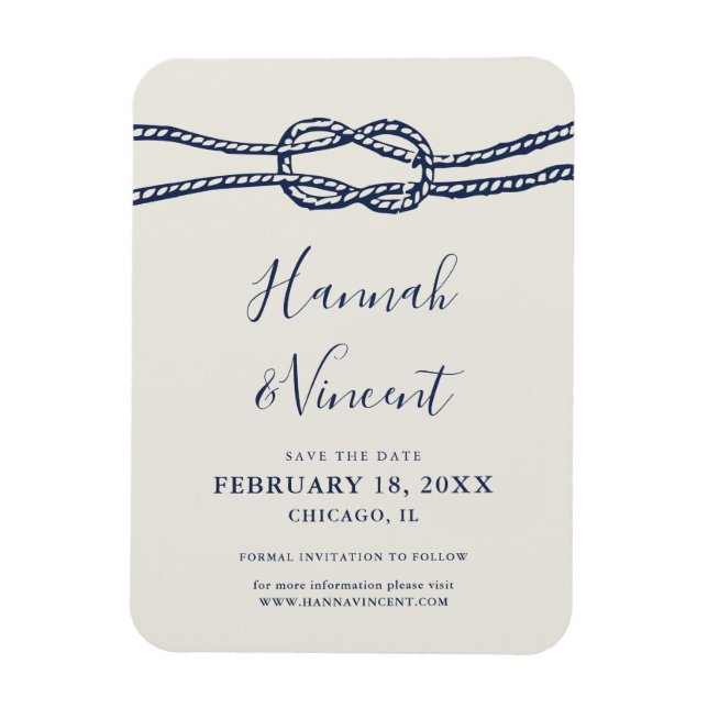 Nautical Navy Knot Save the Date Magnet (Vertical)
