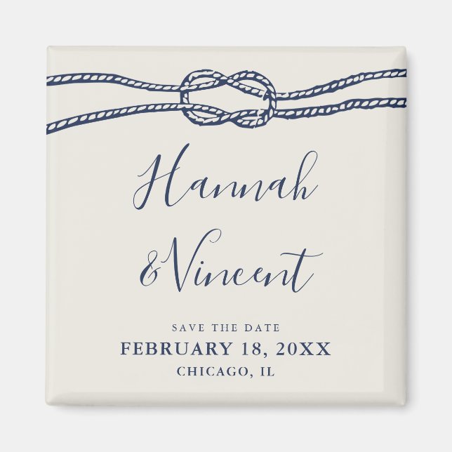 Nautical Navy Knot Save the Date Magnet (Front)