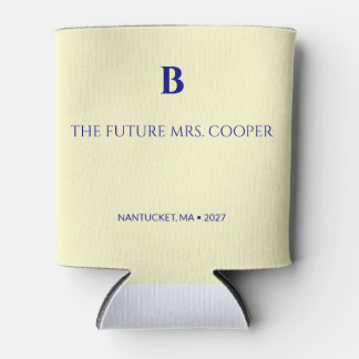 Nautical Navy Monogram Bridal Shower Can Cooler