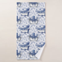 Nautical Navy Octopus in a Bath