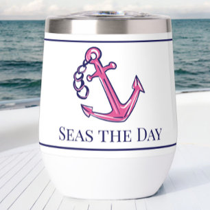 Nautical Navy Pink Anchor Preppy Boat Name