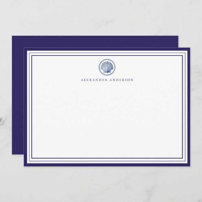 Nautical Navy Professional Border Correspondence Card (Front/Back)