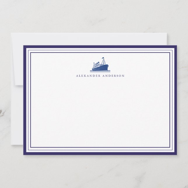 Nautical Navy Professional Border Correspondence Card (Front)