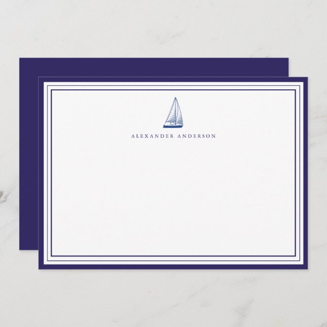 Nautical Navy Professional Border Correspondence Card (Front/Back)