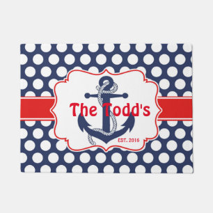 Nautical Navy & Red Doormat