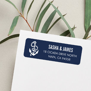 Nautical Navy Rope & Anchor Return Address Label