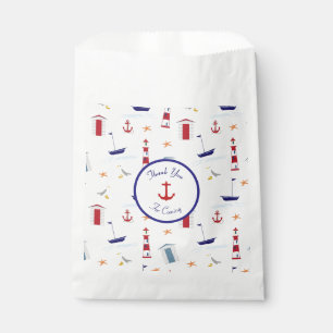Nautical Navy Sailboat Red Anchor 1st Birthday Fav Favour Bag